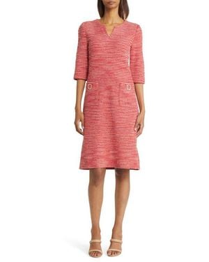 Misook Tweed Shift Dress - Red