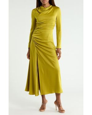 Jonathan Simkhai Odessa Long Sleeve Ruched Maxi Dress - Yellow