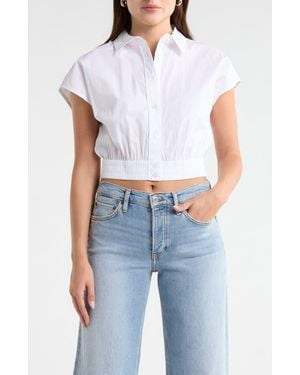 Current/Elliott Extended Shoulder Cap Sleeve Shirt - White