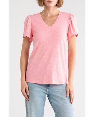 Caslon Scallop Trim T-Shirt - Red