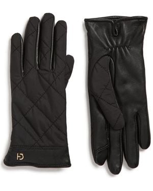 Cole Haan Faux Fur Lined Quilted Puffer Gloves - Black