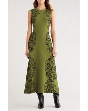 Ulla Johnson Liana Floral Jacquard Knit Midi Dress - Green