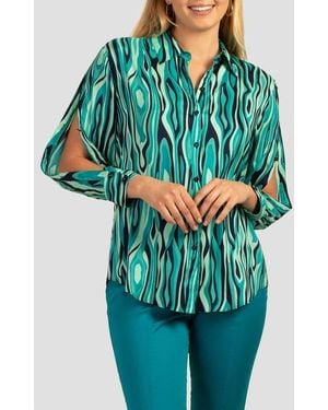 Trina Turk Arielle Button-Up Shirt - Blue