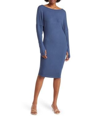 Go Couture Soft Modal Knit Dress - Blue