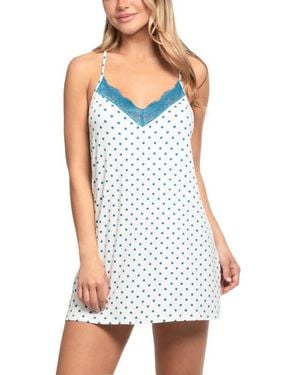 In Bloom Aimee Lace Trim Knit Chemise - White
