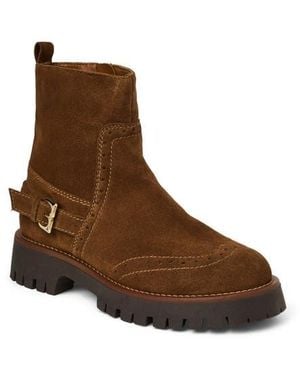 Bruno Magli Luca Lug Sole Suede Moto Boot - Brown