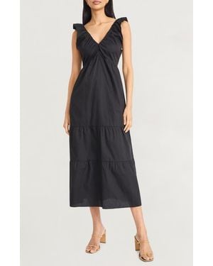 The Good Journey Tiered Midi Dress - Black