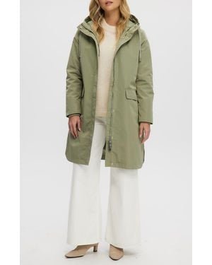 Noize Mid Length Rain Coat - Green