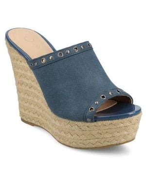 Journee Collection Yari Platform Wedge Espadrille Sandal - Blue