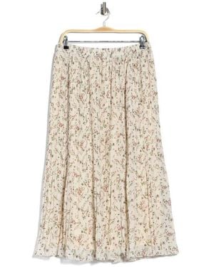 Wdny Ditsy Floral Pleated Skirt - Natural