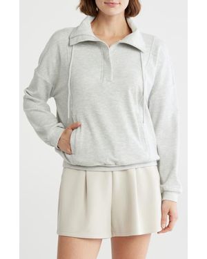 Zella Cozy Half Zip Pullover Sweatshirt - Gray