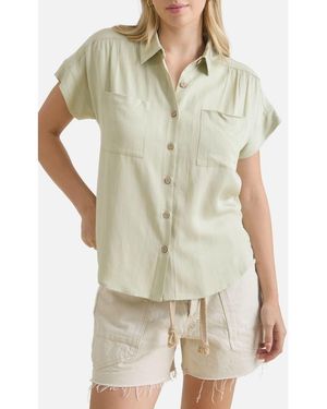 Blu Pepper Solid Short Sleeve Button-Up Shirt - Green