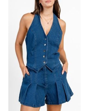 Beivy Stretch Denim Romper - Blue