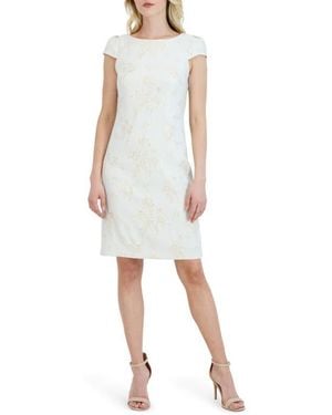 Julia Jordan Metallic Floral Jacquard Sheath Dress - White