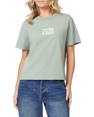 Scotch & Soda Dyed Boxy Crop Graphic T-Shirt - Green