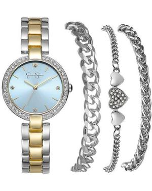 Jessica Simpson Two-Tone Bracelet Watch Set - Multicolor