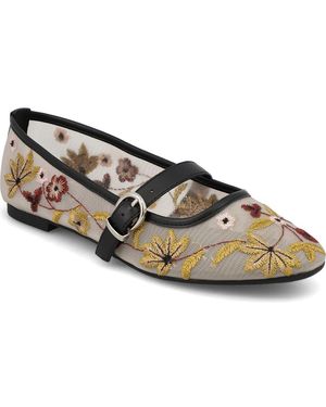 MIA Bluet Embroidered Mesh Mary Jane Flat - Natural