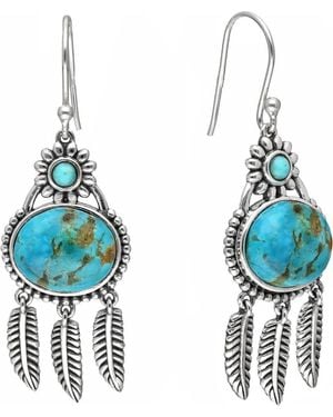 YS GEMS Feather Drop Earrings - Blue