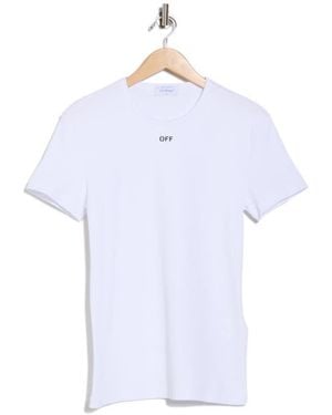 Off-White c/o Virgil Abloh Off Stamp Rib Stretch Cotton T-Shirt - White