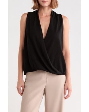 Max Studio Drape Front Top - Black