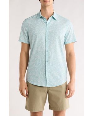 14th & Union Sprigs Short Sleeve Performance Button-Up Shirt - Blue