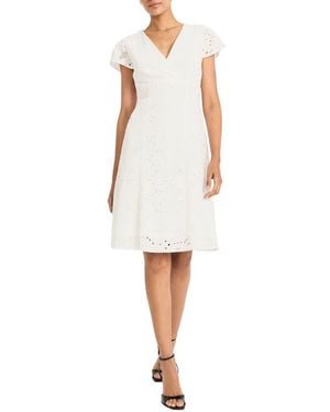 Maggy London Eyelet Cap Sleeve Dress - White