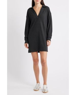 Faherty Legend Hudson Long Sleeve Polo Sweater Dress - Black
