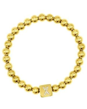 Adornia Crystal Initial Stretch Bracelet - Yellow