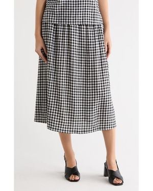 Caslon Yarn Dye Linen Blend Midi Skirt - Black