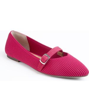 Me Too Glory Rib Knit Mary Jane Flat - Pink