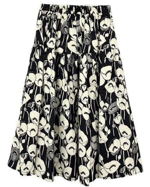Wdny Floral Cotton Pull-On Skirt - Black