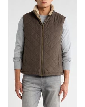Rainforest Faux Shearling Lined Quilted Vest - Brown