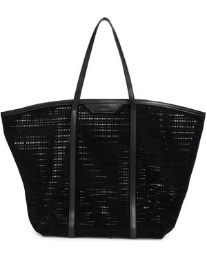BCBGMAXAZRIA Flared Perforated Faux Leather Tote - Black