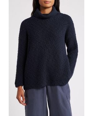 Eileen Fisher Organic Cotton Turtleneck Sweater - Blue