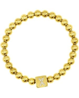 Adornia Crystal Initial Stretch Bracelet - Yellow