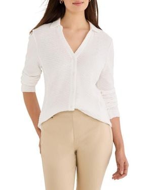 NIC+ZOE Texture Stretch Knit Shirt - White