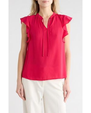 Nordstrom Rack Tie Neck Ruffle Cap Sleeve Top - Red