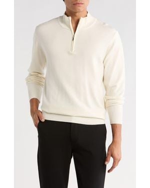 T.R. Premium Slim Fit Quarter Zip Sweater - Natural