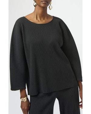Joseph Ribkoff Pleated Scuba Crepe Boxy Top - Black