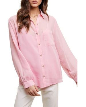Wishlist Chiffon Button Front Shirt With Cami - Pink