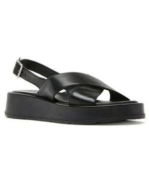 La Canadienne Axis Leather Flatform Sandal - Black