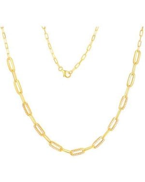 CANDELA JEWELRY Cubic Zirconia Paper Clip Chain Necklace - Metallic