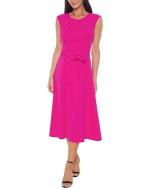 Marina Scuba Knit Fit & Flare Midi Dress - Pink