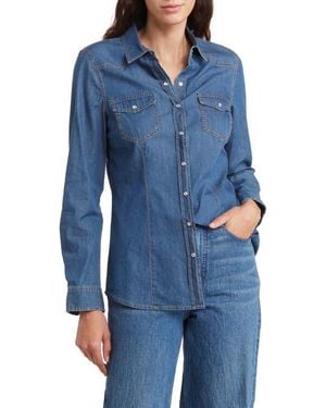 DR2 by Daniel Rainn Western Long Sleeve Denim Shirt - Blue