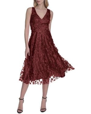 Eliza J 3D Appliqué Fit & Flare Cocktail Dress - Red