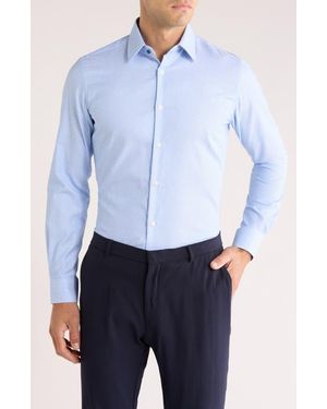 Duchamp Diamond Print Slim Fit Dress Shirt - Blue