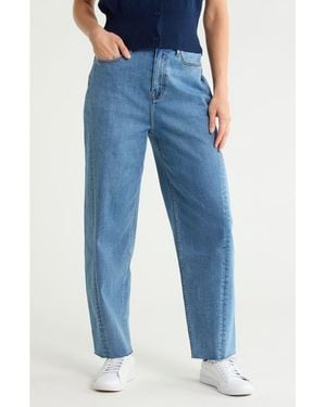 Vigoss Parker Seamed High Waist Barrel Leg Jeans - Blue