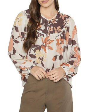 Matty M Ava Long Sleeve Button-Up Blouse - Brown