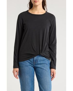 Madewell Front Twist Cotton Top - Black