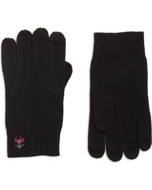 Brooks Brothers Wool Blend Rib Knit Gloves - Black